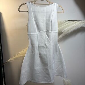 (#64) White Sleeveless Fit-and-Flare Dress